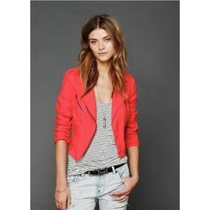 Free People Linen Moto jacket